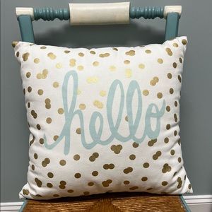 Hobby Lobby Decorative hello Pillow w/ Gold Polka Dots